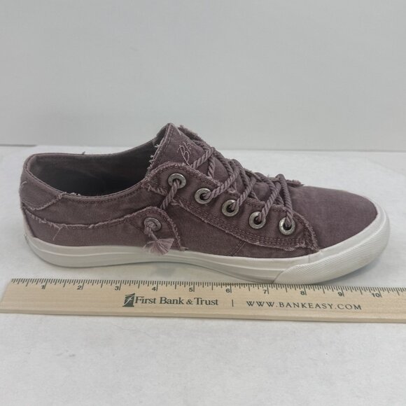 Blowfish Malibu Womens 8/8.5 Martina Faded Burgundy Distressed Canvas Sneakers - Picture 11 of 11
